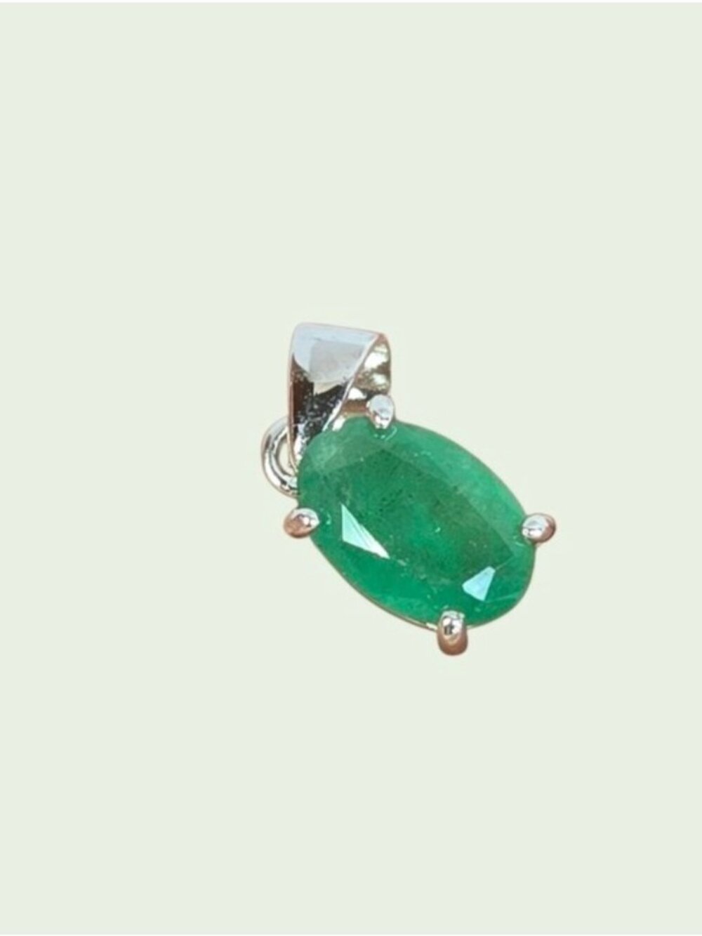926 Sterling Silver Pendant 5x7mm with Natural Emerald